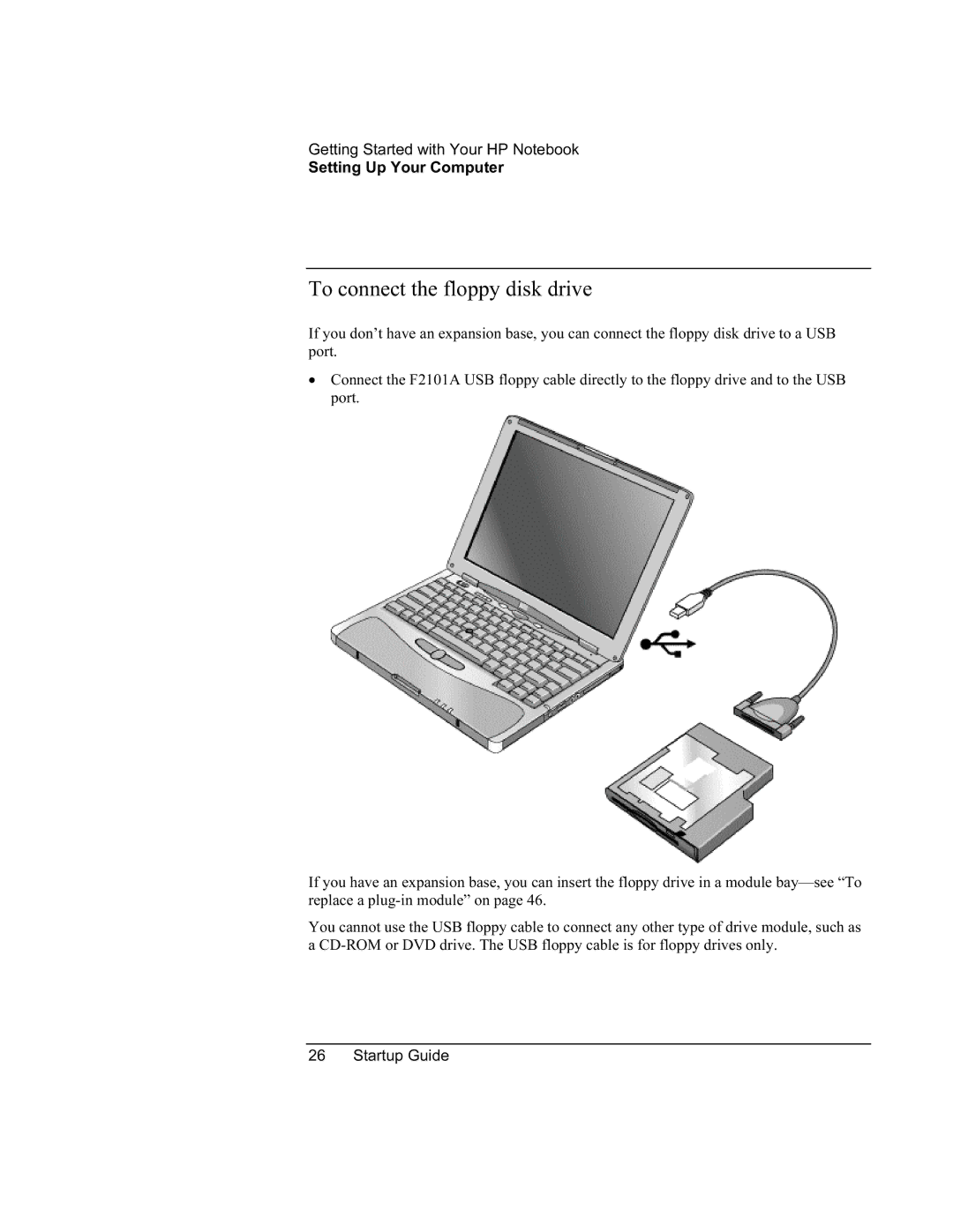 HP XU manual To connect the floppy disk drive 