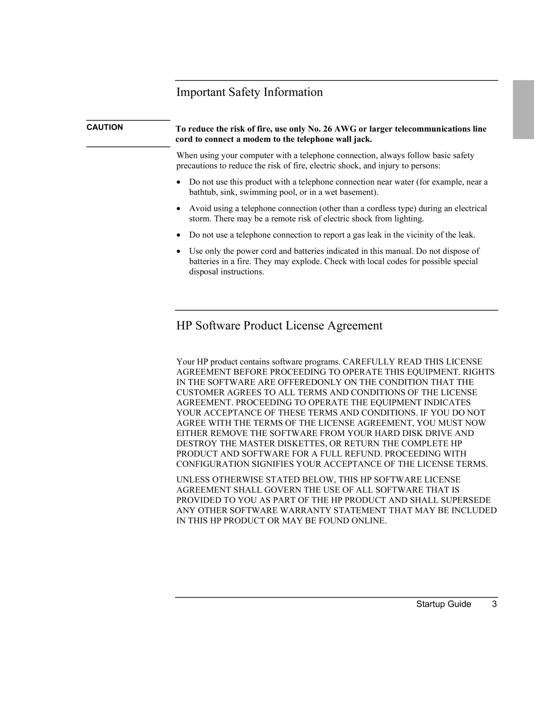 HP XU manual Important Safety Information, HP Software Product License Agreement 