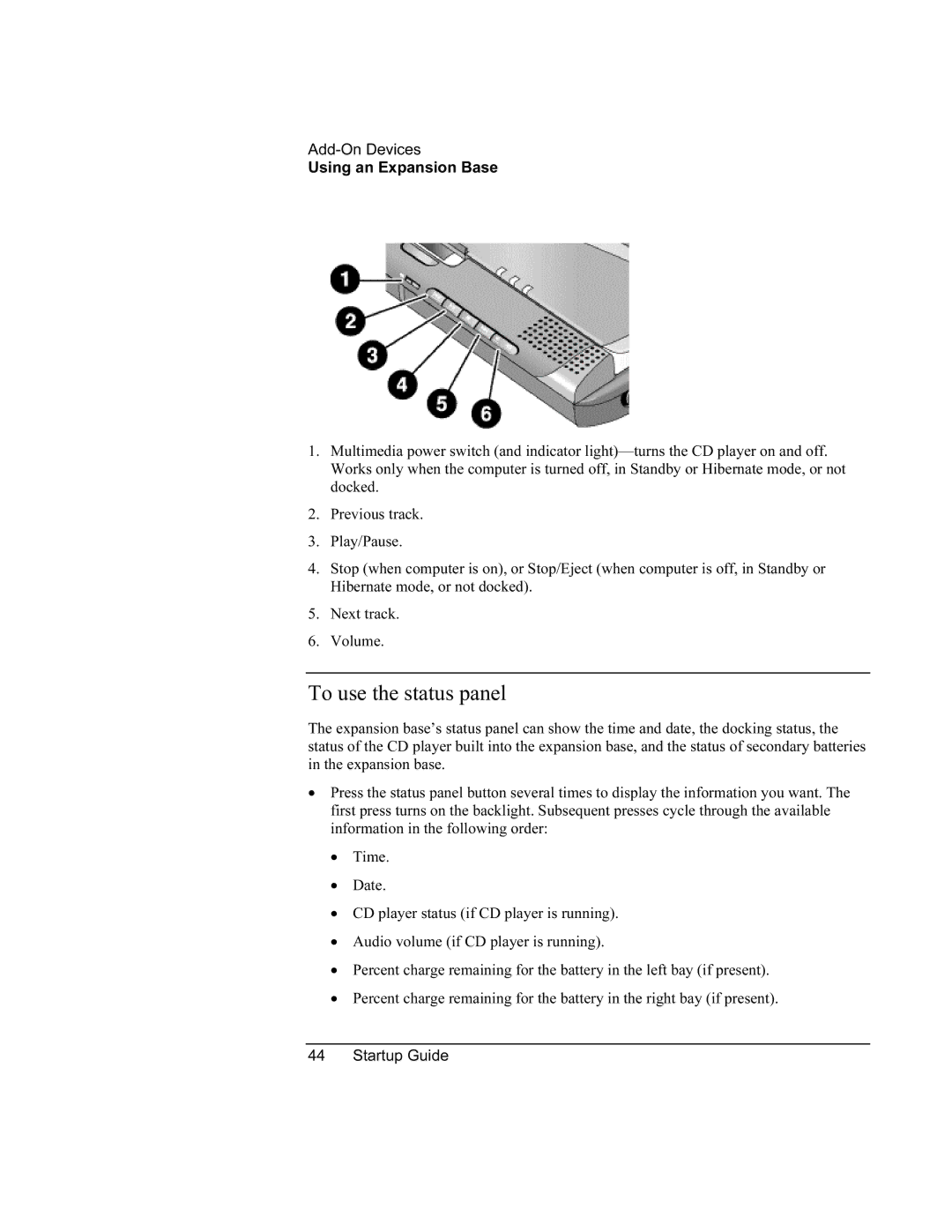 HP XU manual To use the status panel 