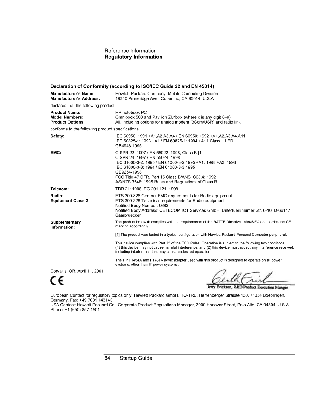 HP XU manual Emc 