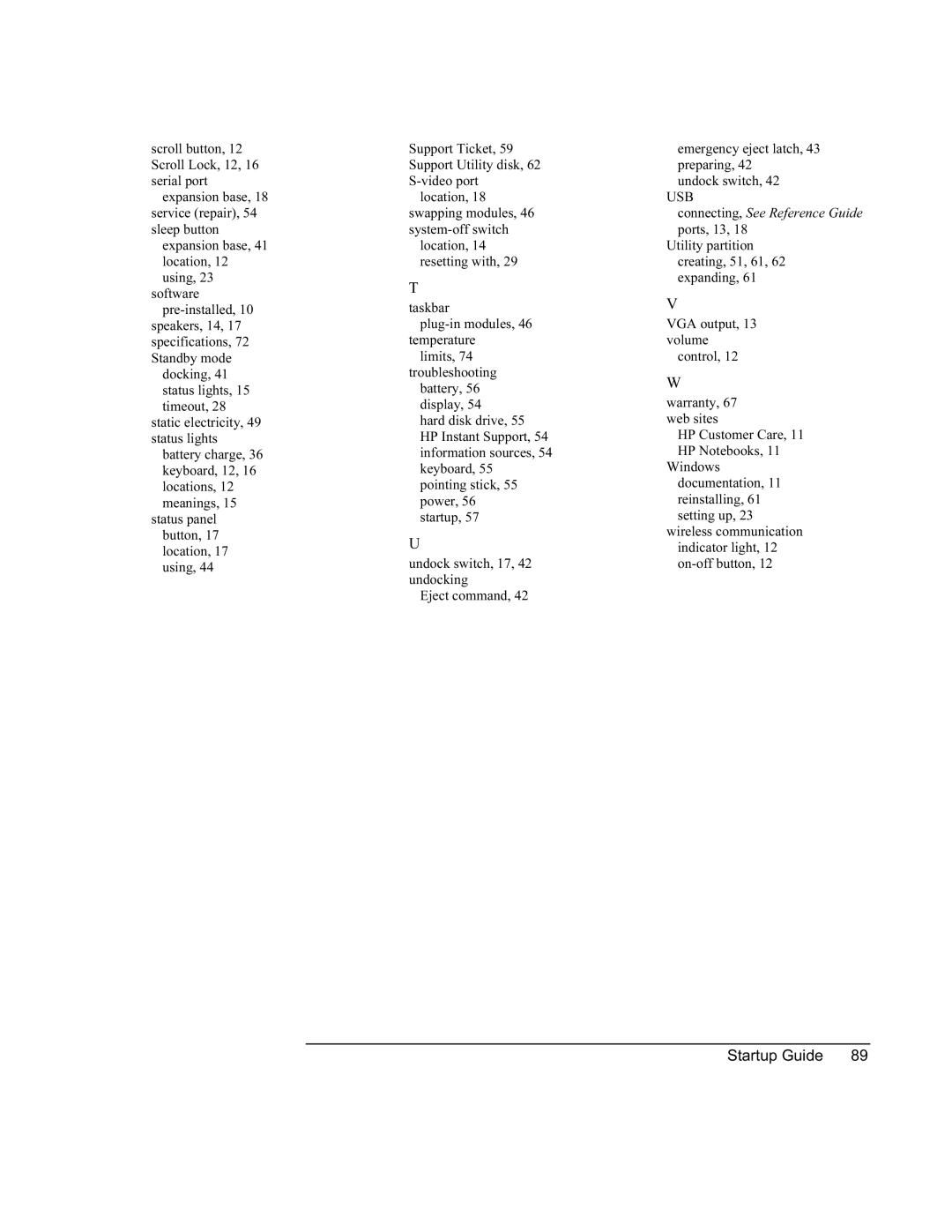 HP XU manual Usb 