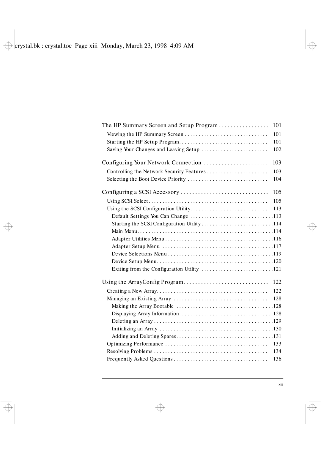 HP XU manual HP Summary Screen and Setup Program, Configuring Your Network Connection, Configuring a Scsi Accessory 