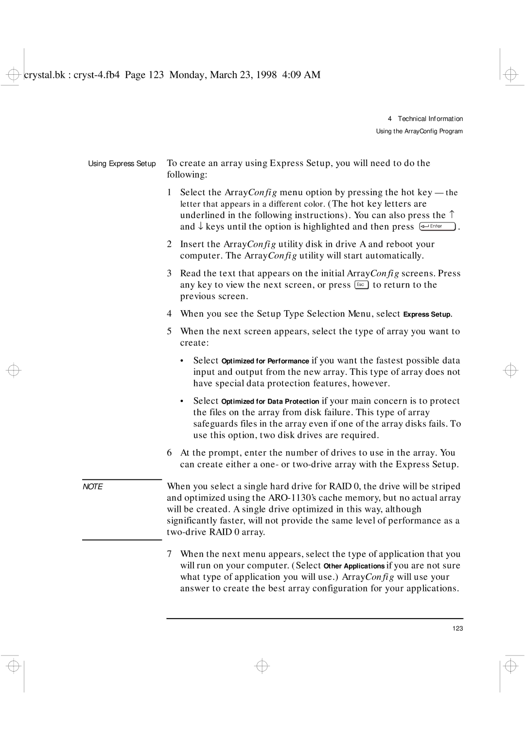 HP XU manual ↓ keys until the option is highlighted and then press, Two-drive RAID 0 array 