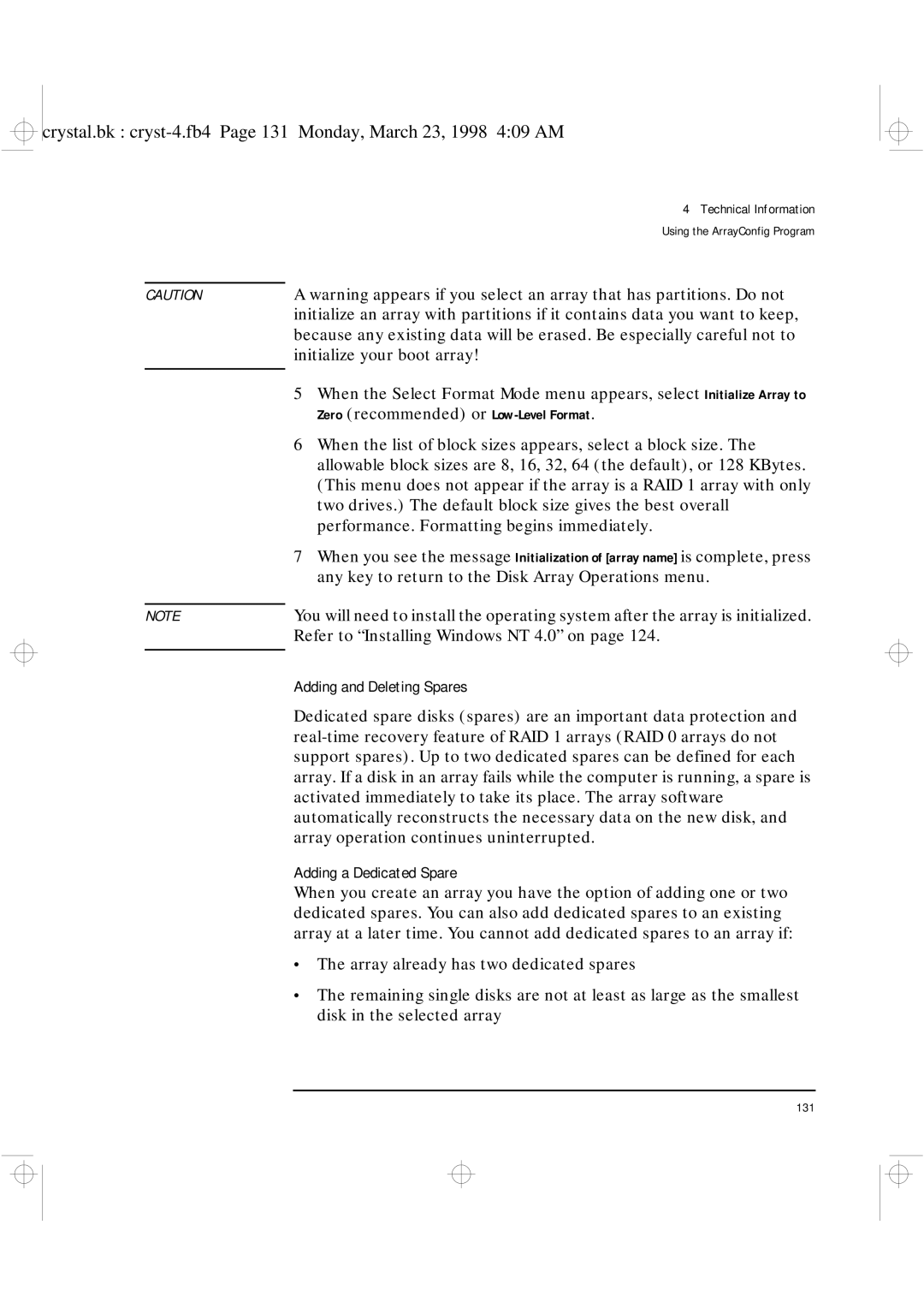 HP XU manual Adding and Deleting Spares, Adding a Dedicated Spare 