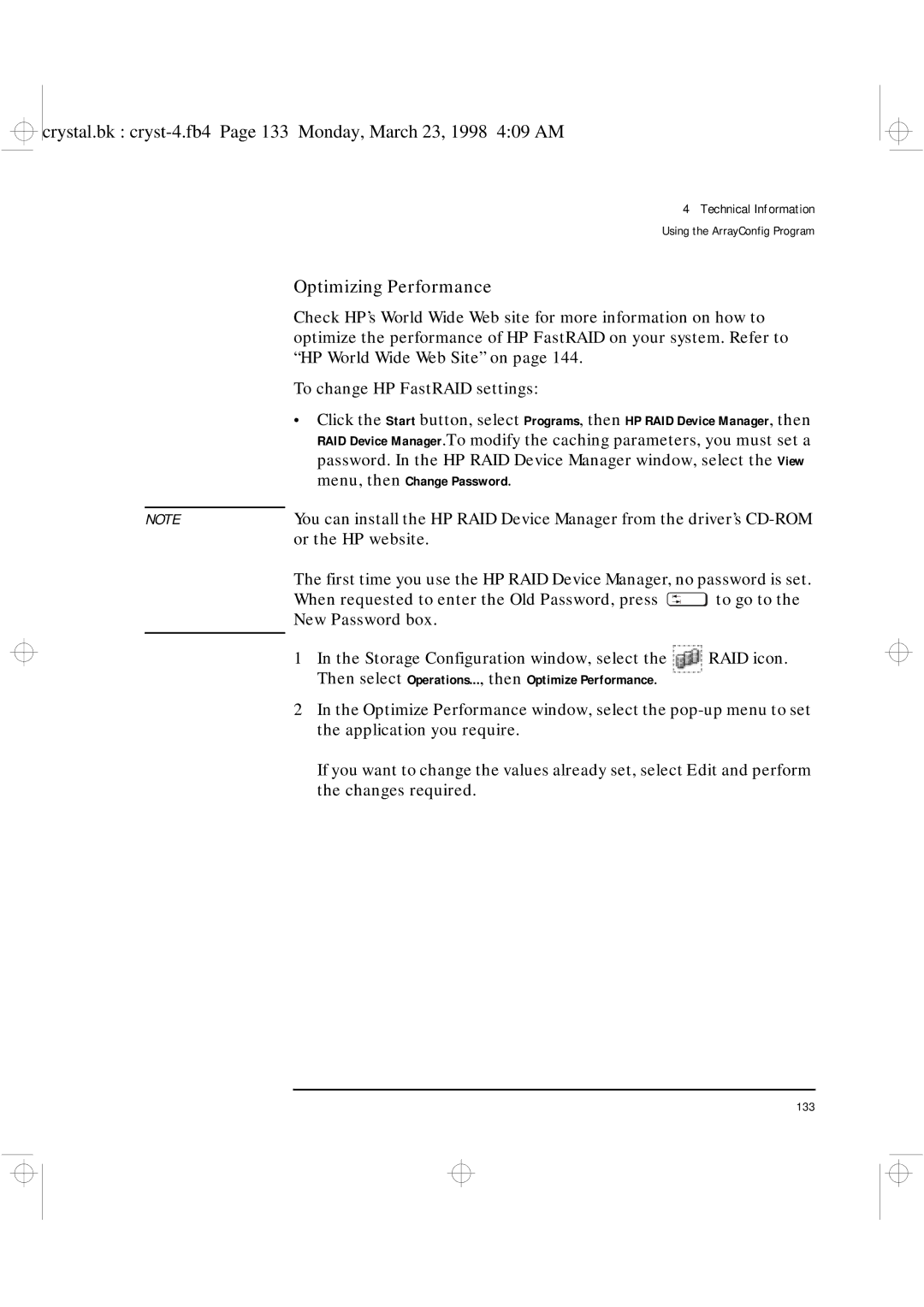 HP XU manual Optimizing Performance, Or the HP website 