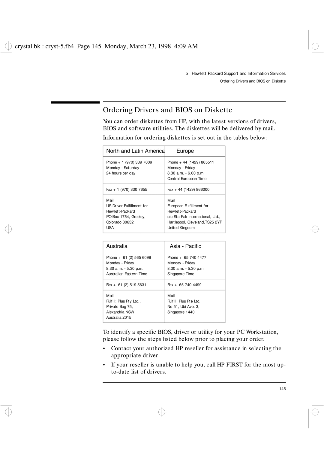 HP XU manual Ordering Drivers and Bios on Diskette, Europe 