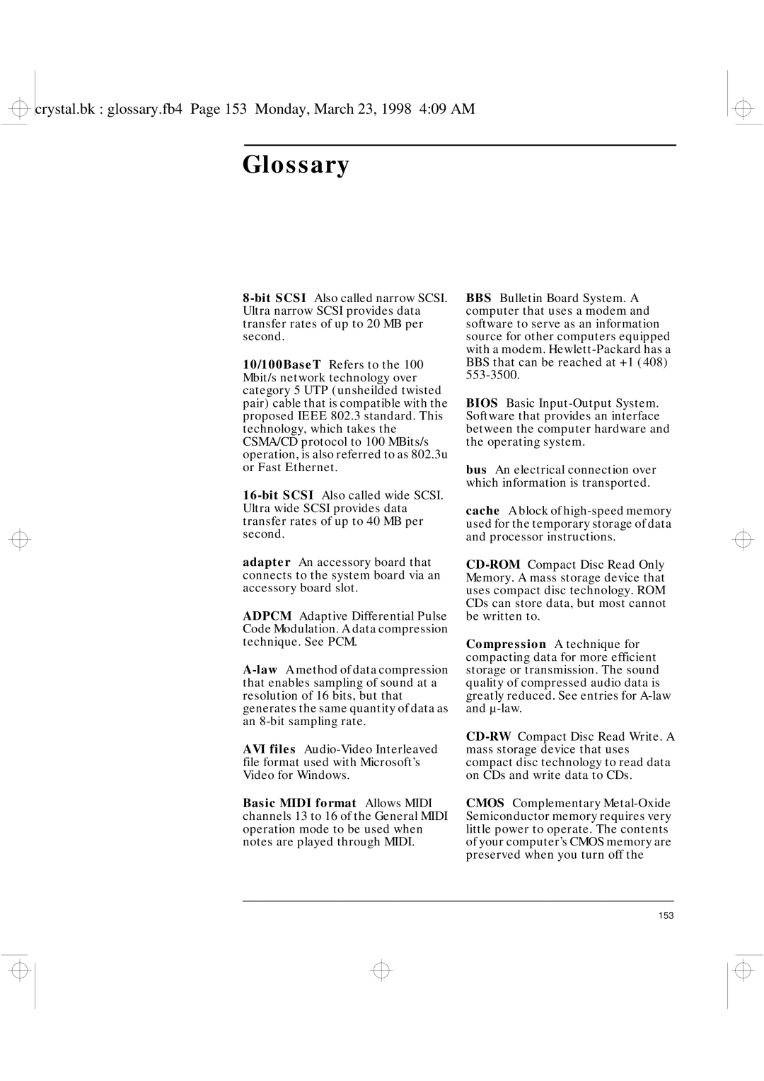 HP XU manual Glossary 