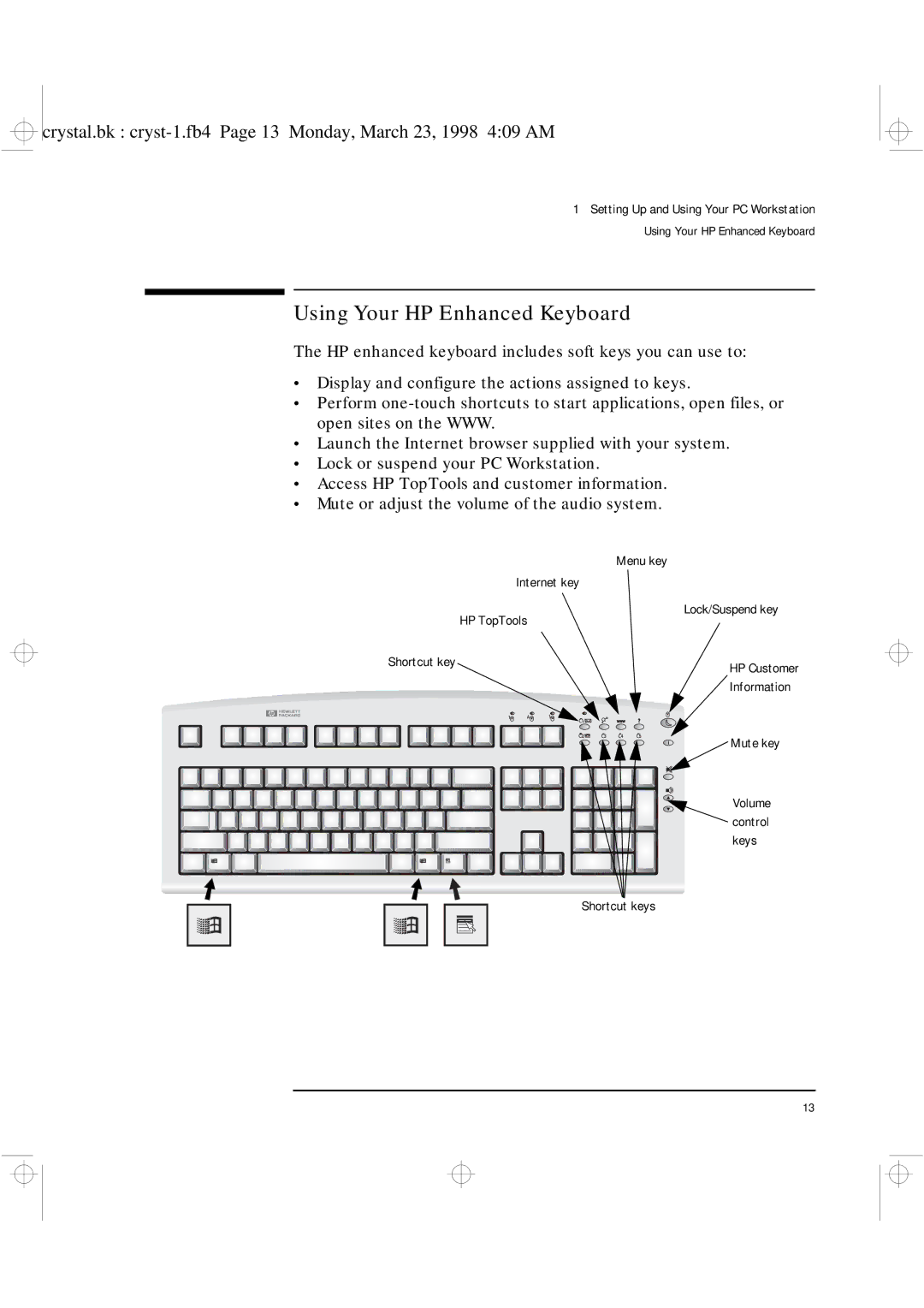 HP XU manual Using Your HP Enhanced Keyboard 