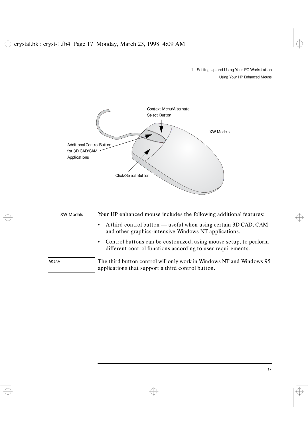 HP XU manual Applications that support a third control button 