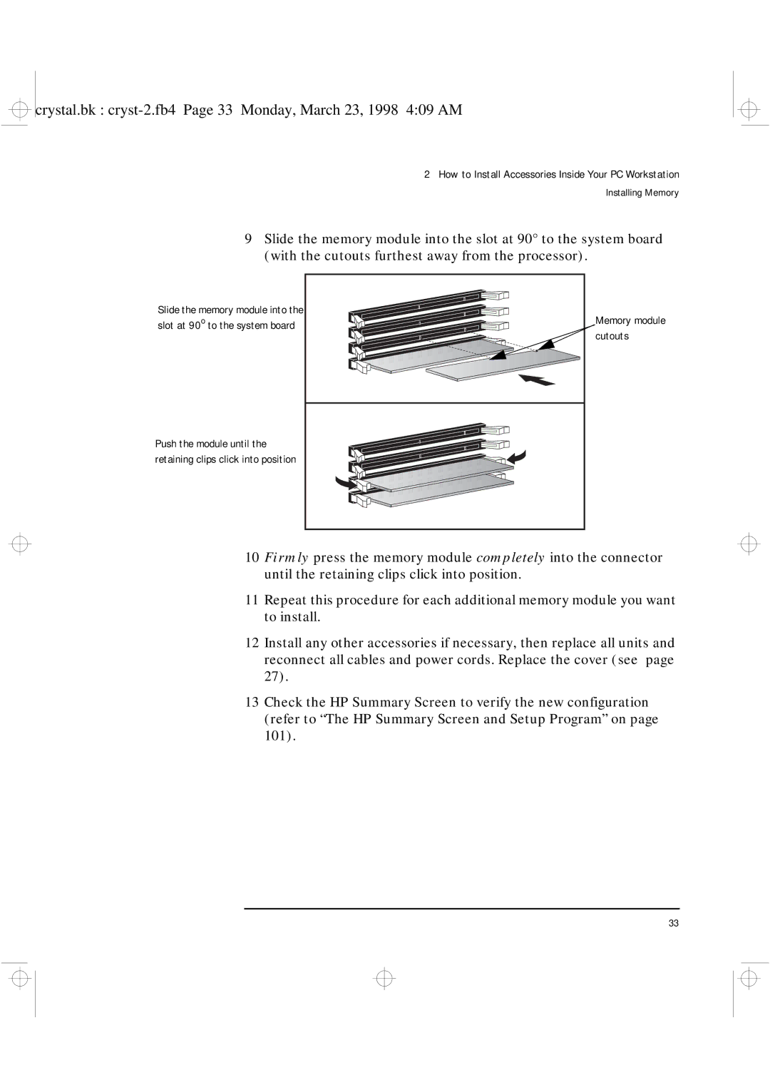 HP XU manual Crystal.bk cryst-2.fb4 Page 33 Monday, March 23, 1998 409 AM 