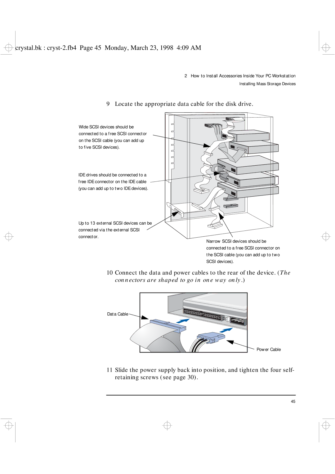 HP XU manual Locate the appropriate data cable for the disk drive 