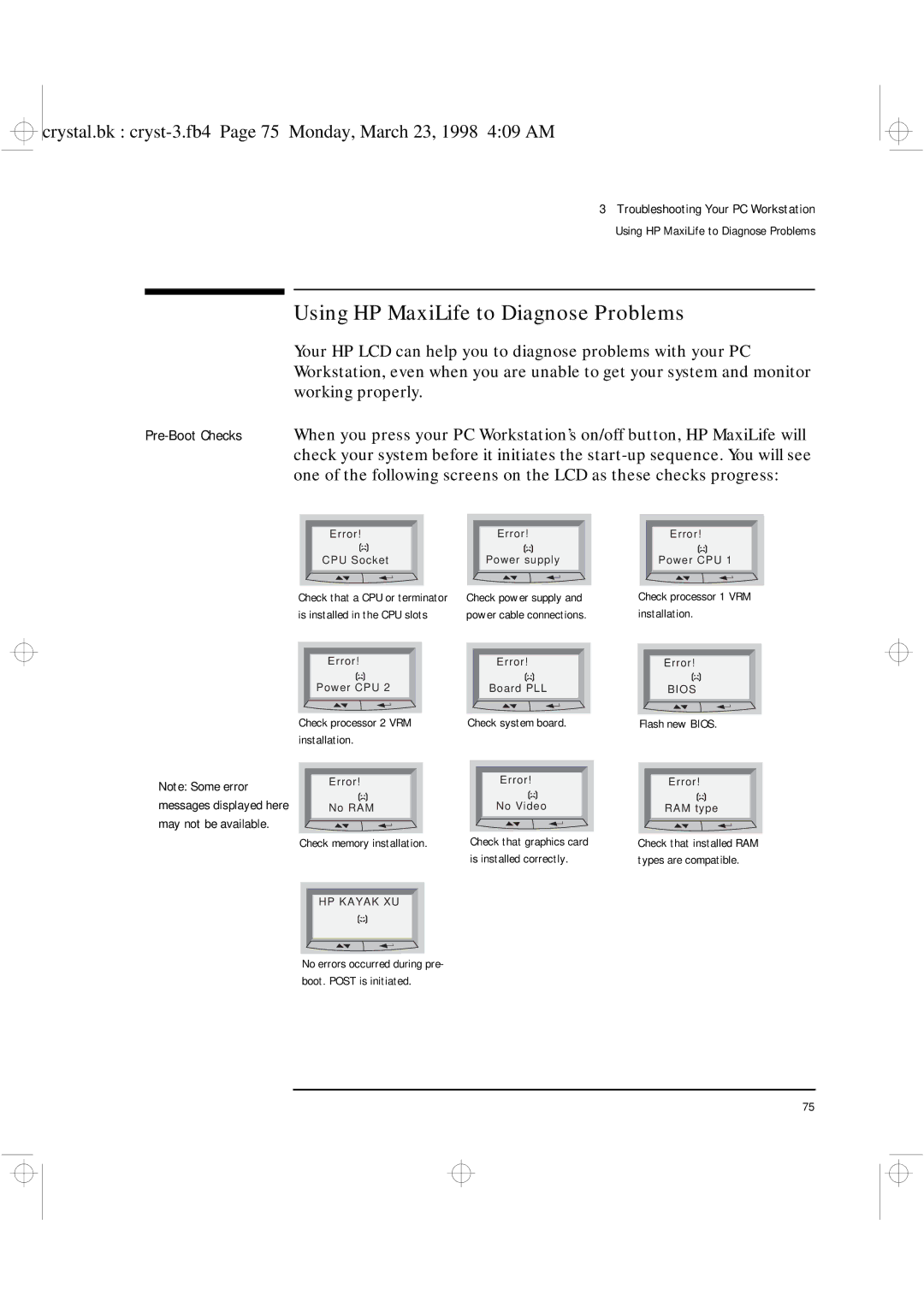 HP XU manual Using HP MaxiLife to Diagnose Problems, May not be available 