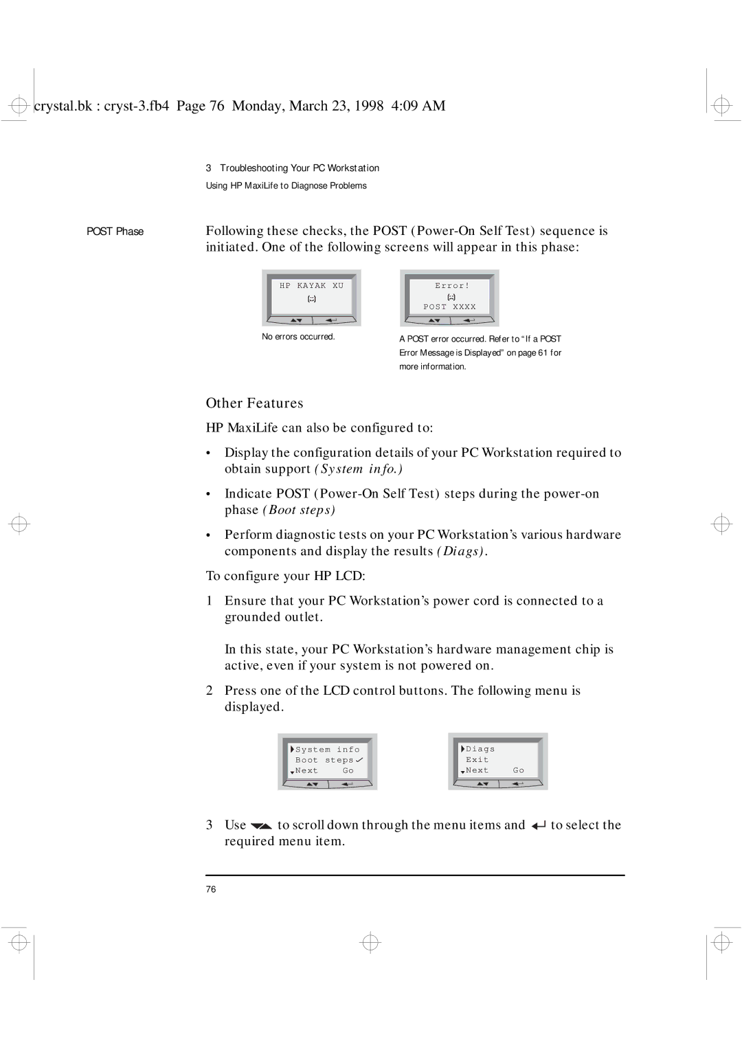 HP XU manual Post Phase, Other Features 