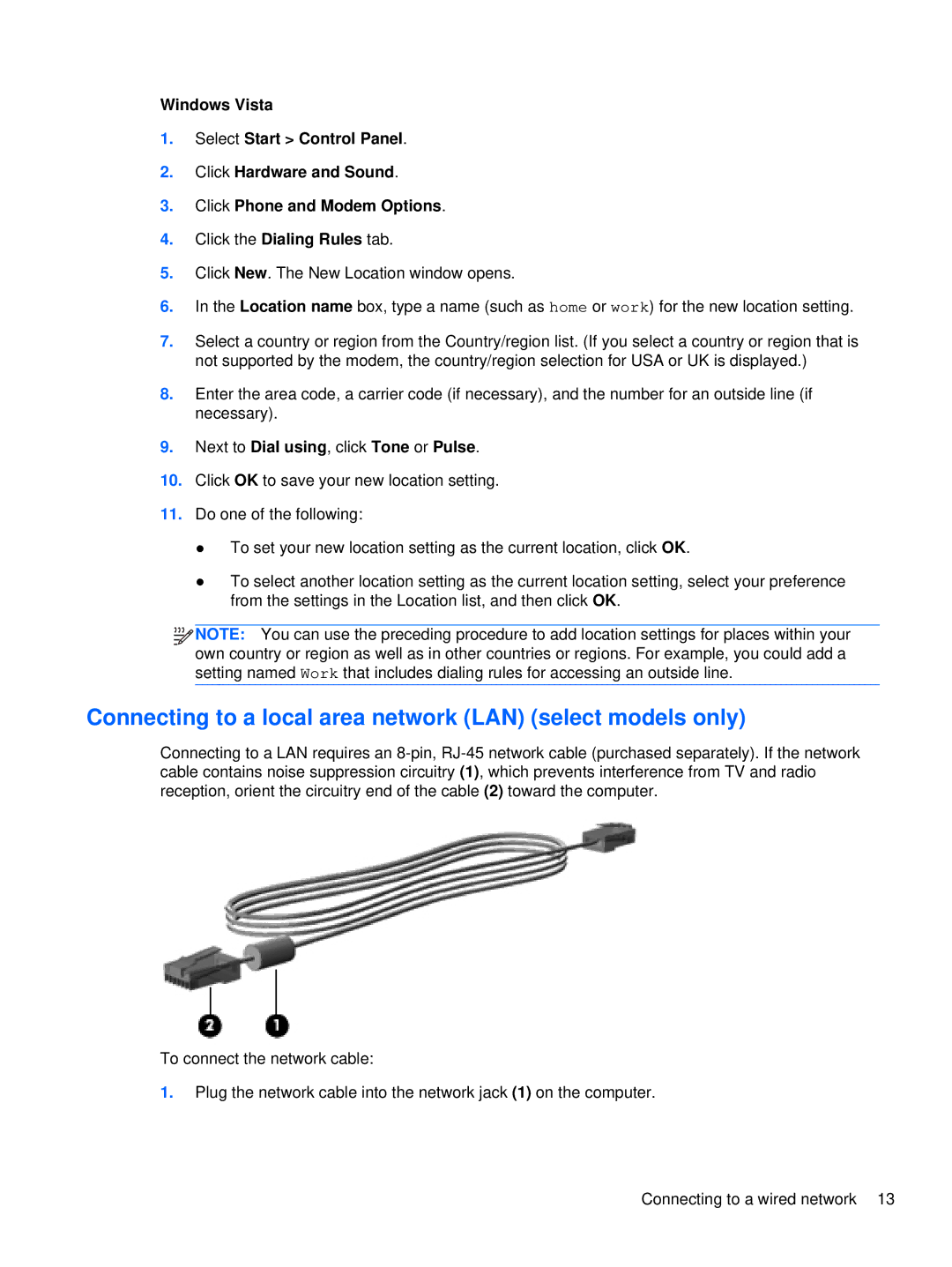 HP XU103UT manual Connecting to a local area network LAN select models only 