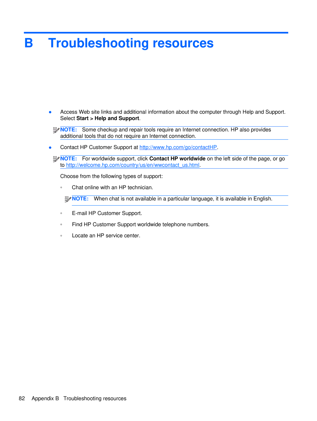 HP XU103UT manual Troubleshooting resources 