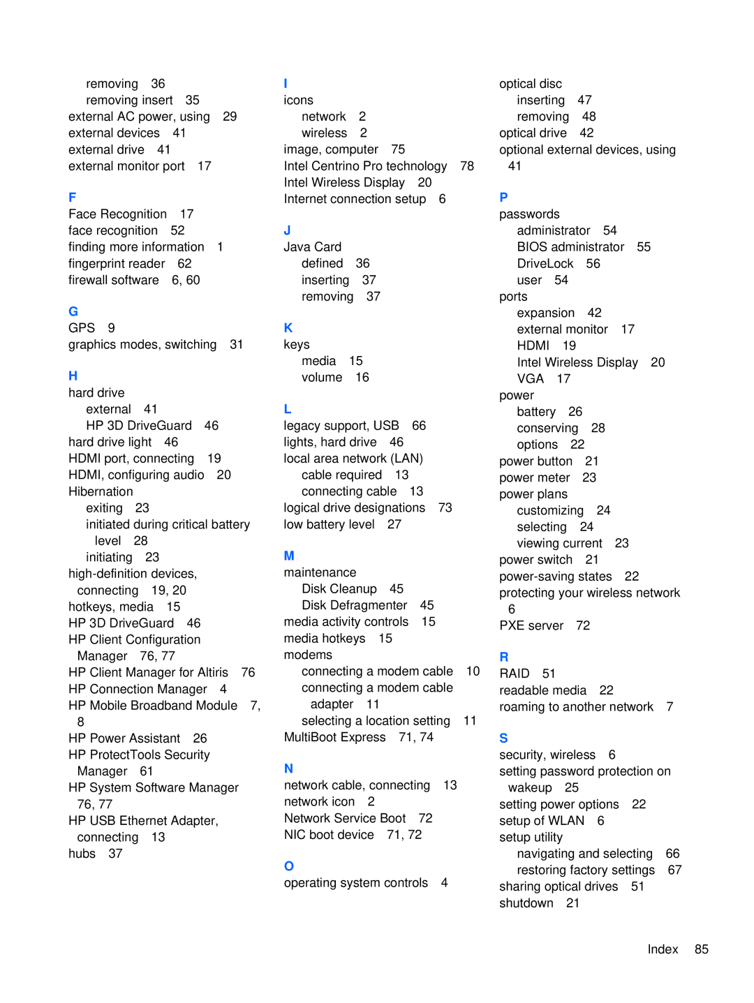 HP XU103UT manual Keys 