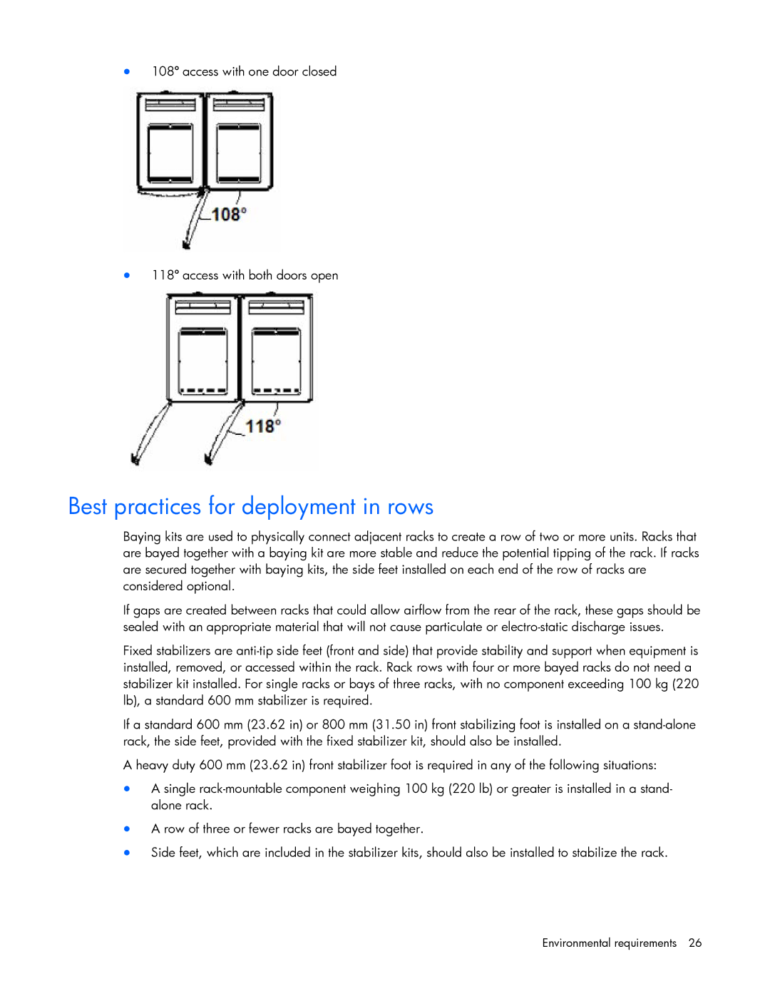 HP xw2x220c Blade manual Best practices for deployment in rows 