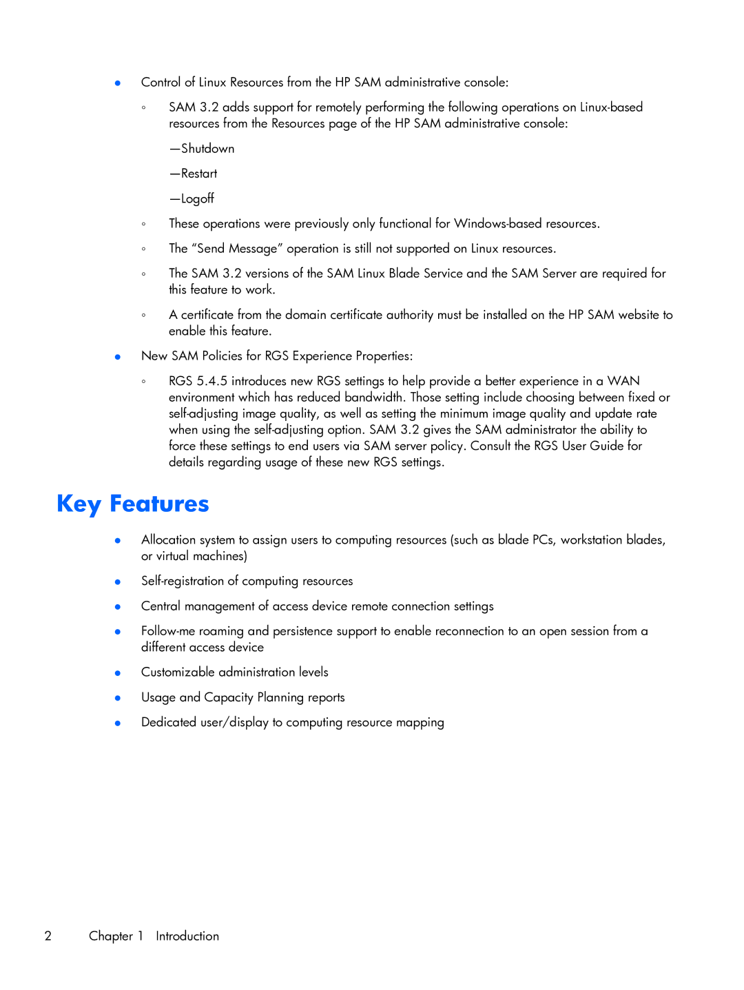 HP xw2x220c manual Key Features 