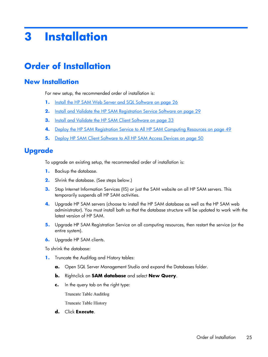 HP xw2x220c manual Order of Installation, New Installation, Upgrade 