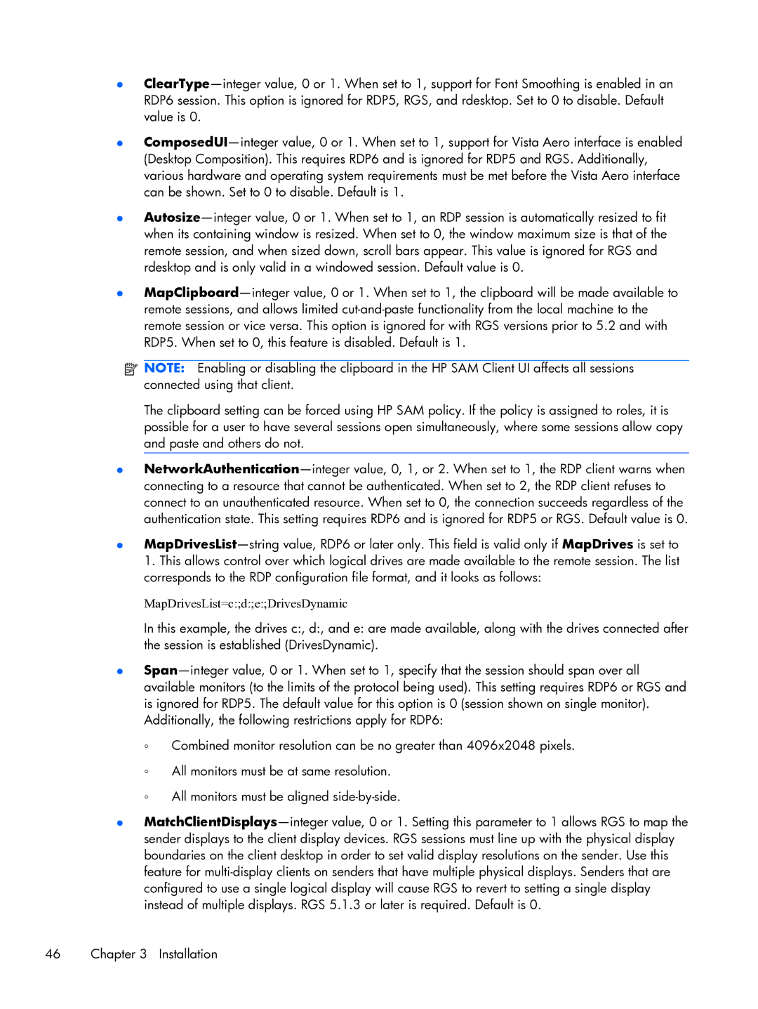 HP xw2x220c manual MapDrivesList=cdeDrivesDynamic 