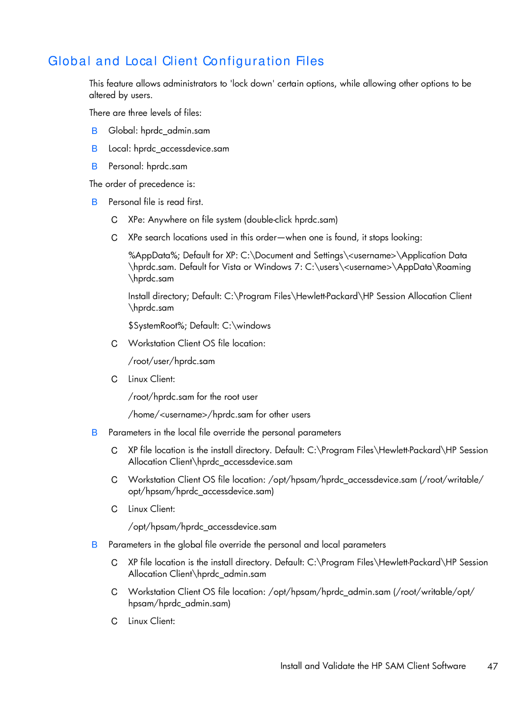 HP xw2x220c manual Global and Local Client Configuration Files 