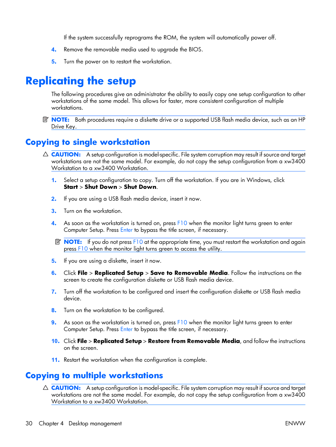 HP XW3400 manual Replicating the setup, Copying to single workstation, Copying to multiple workstations 