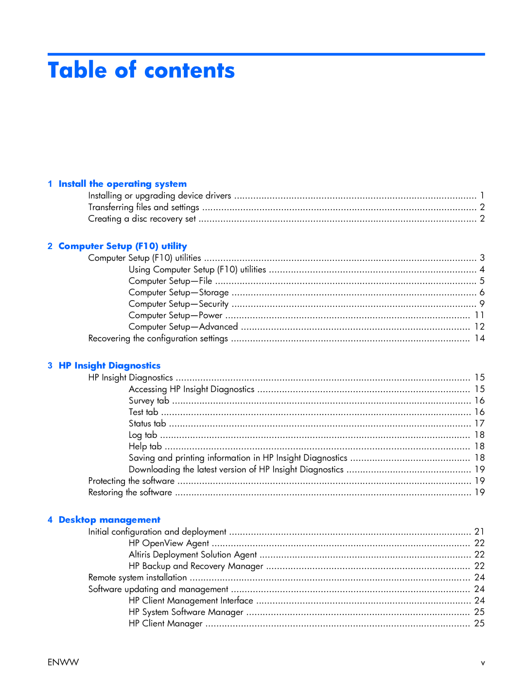 HP XW3400 manual Table of contents 