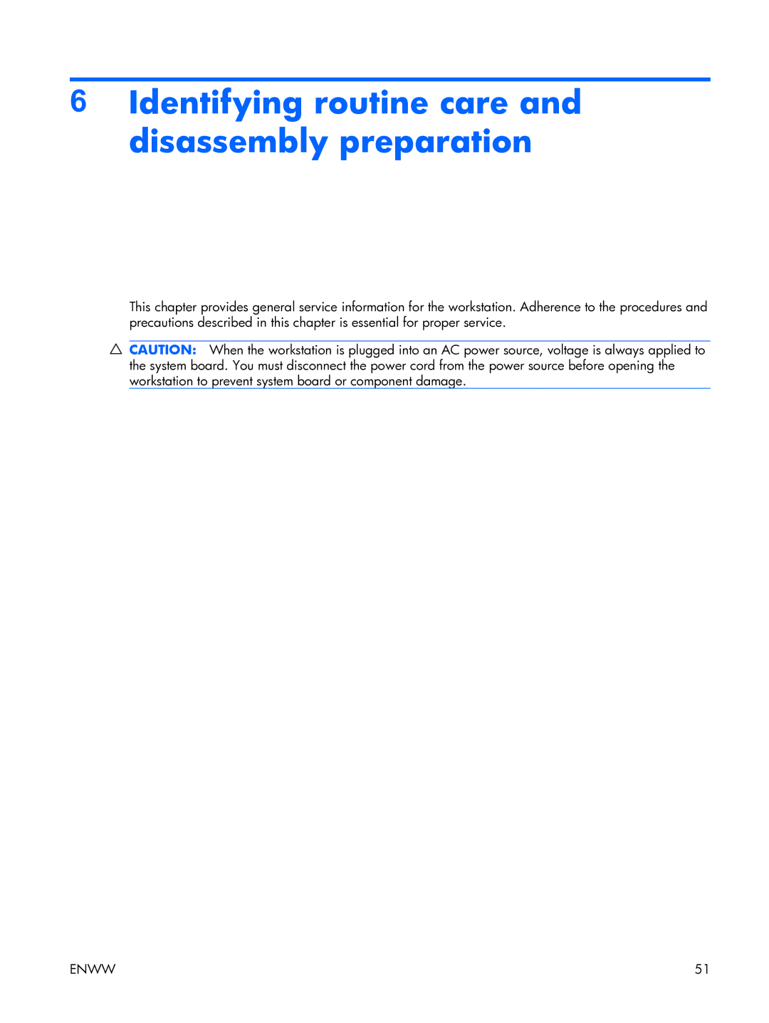 HP XW3400 manual Identifying routine care and disassembly preparation 