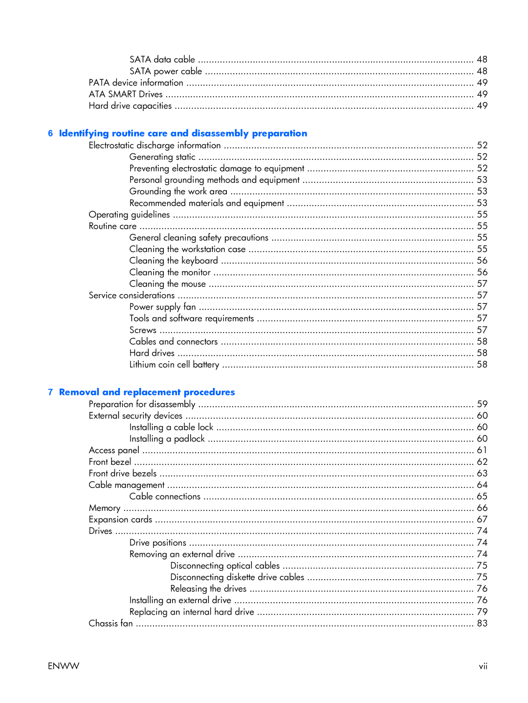 HP XW3400 manual Identifying routine care and disassembly preparation 