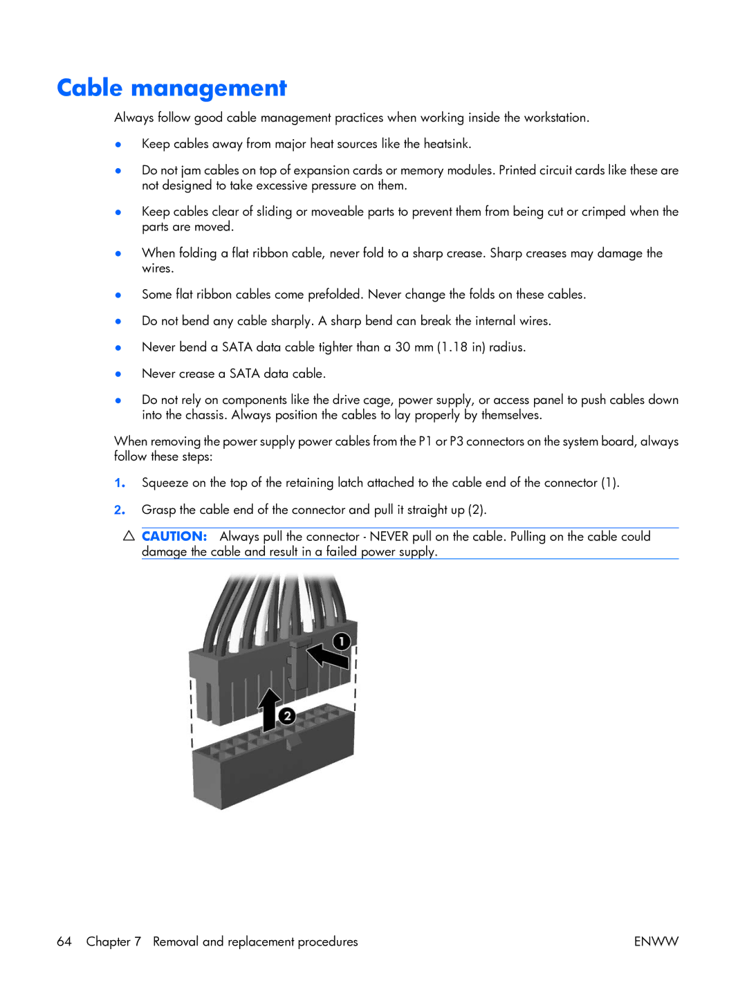 HP XW3400 manual Cable management 