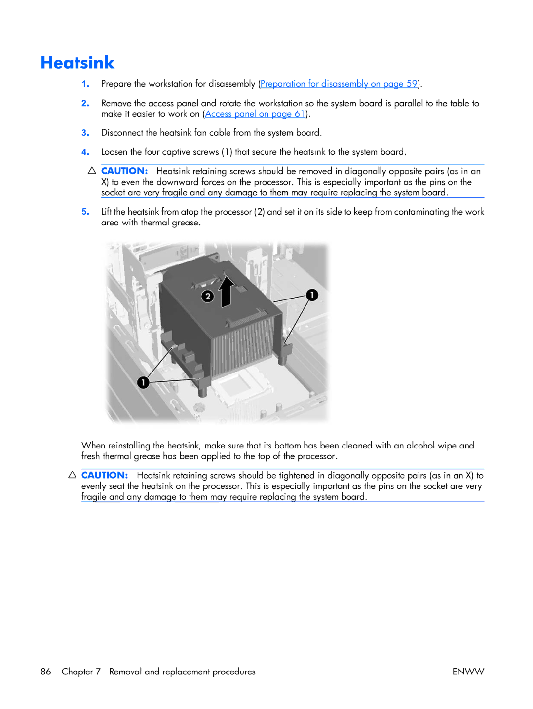 HP XW3400 manual Heatsink 