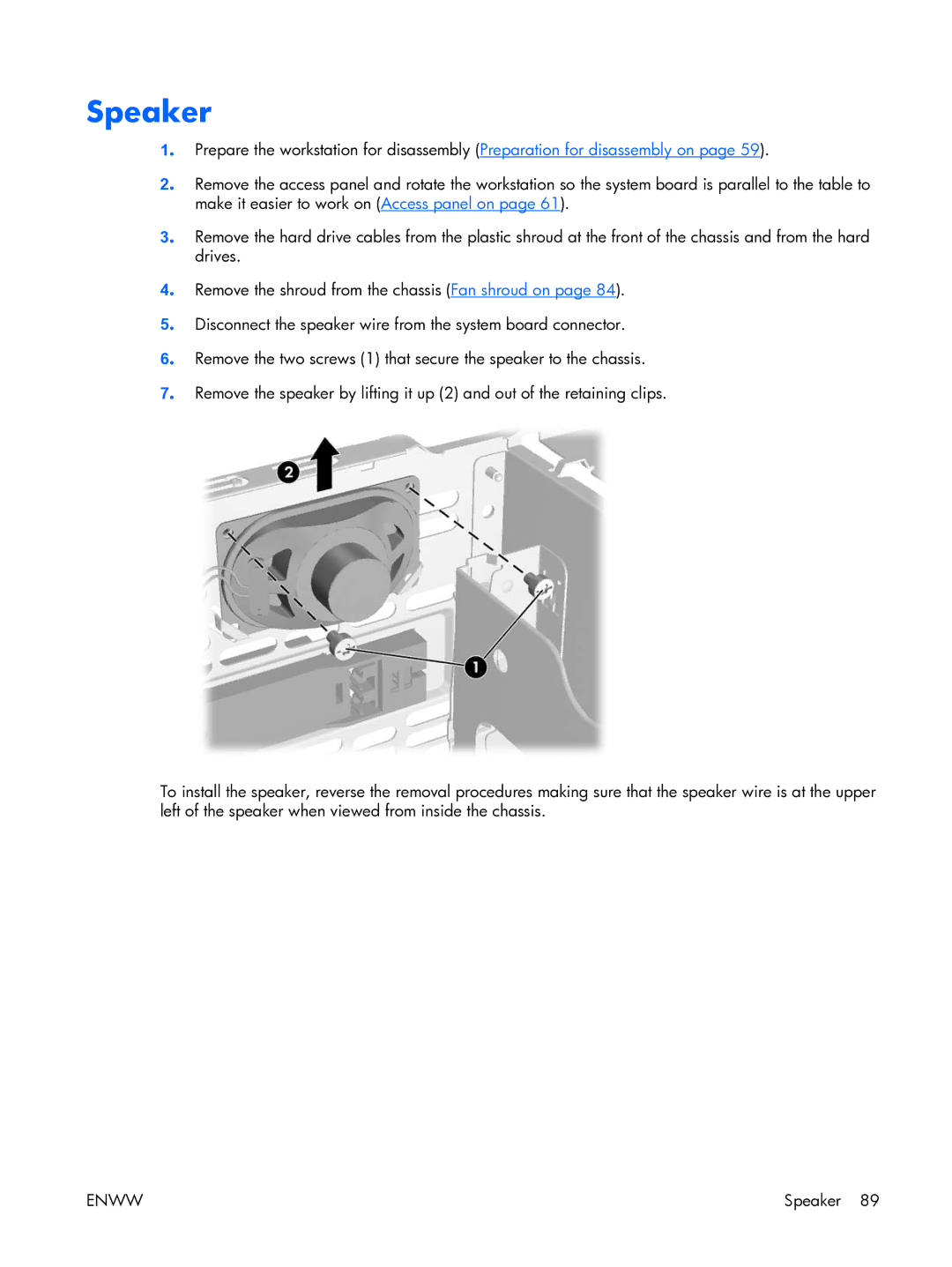 HP XW3400 manual Speaker 