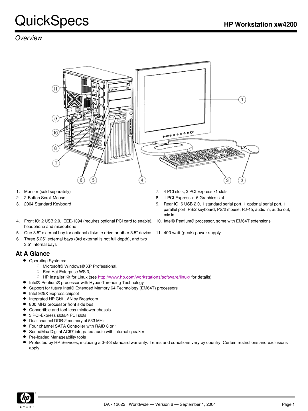 HP xw4200 manual QuickSpecs, Overview 