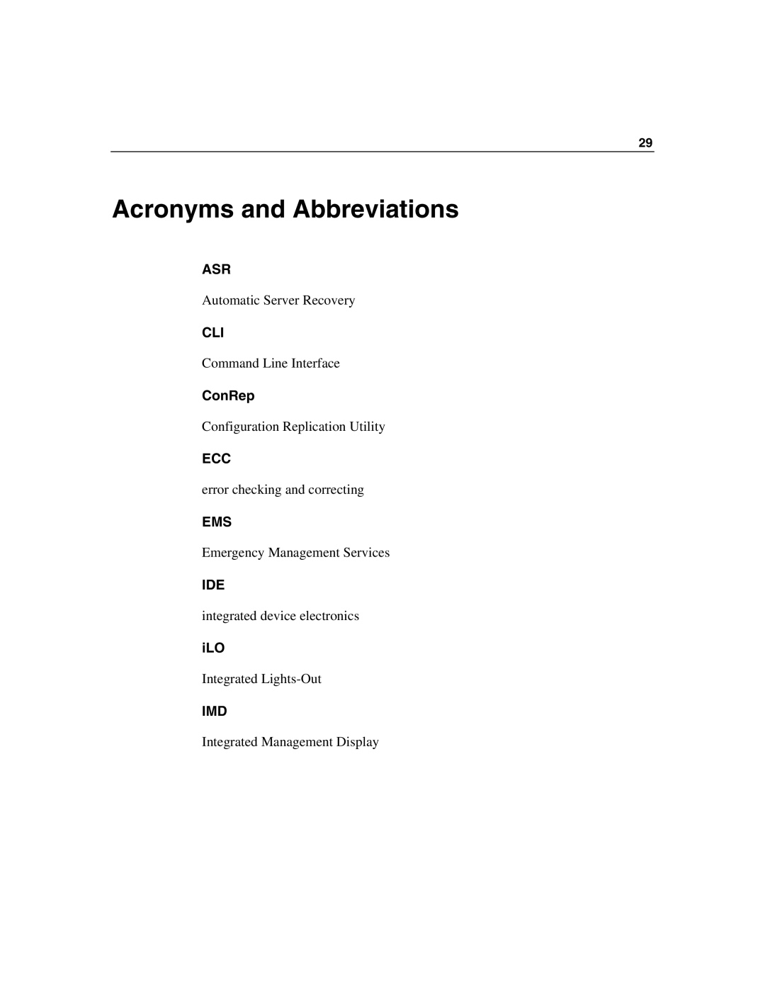 HP xw460c Blade manual Acronyms and Abbreviations 