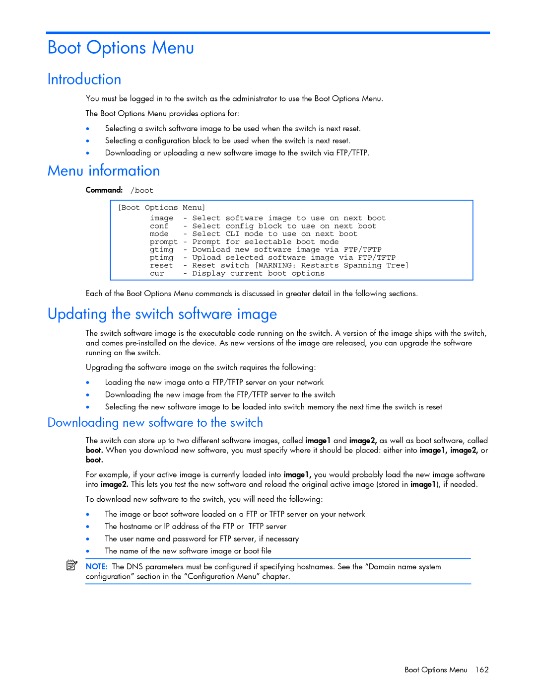 HP xw460c Blade manual Updating the switch software image, Downloading new software to the switch 