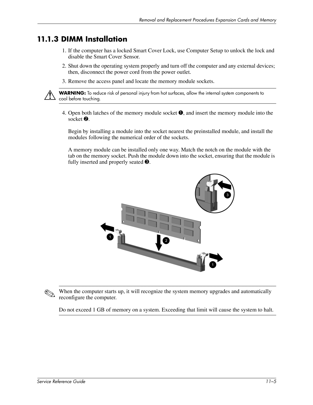 HP xw6000 manual Dimm Installation 