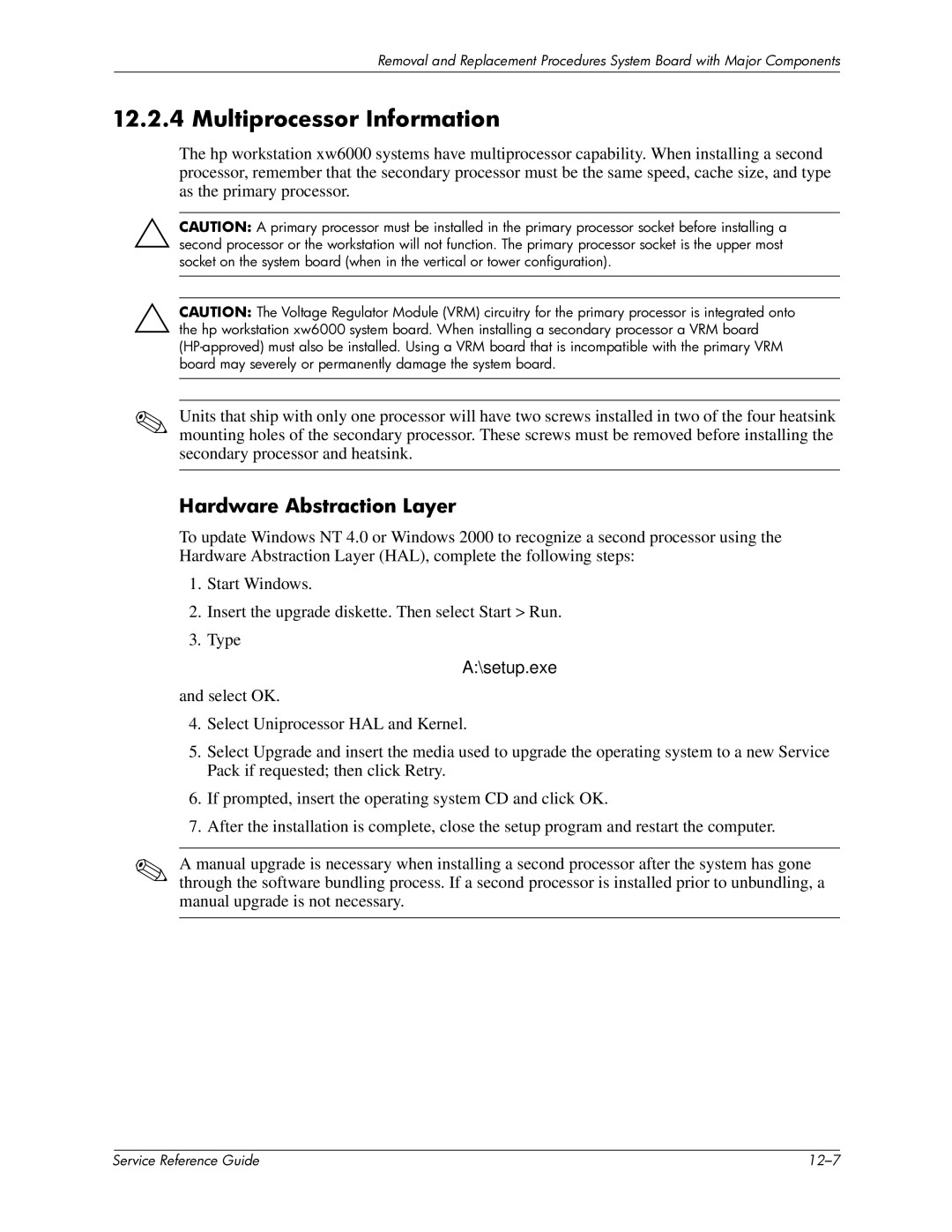 HP xw6000 manual Multiprocessor Information, Hardware Abstraction Layer 