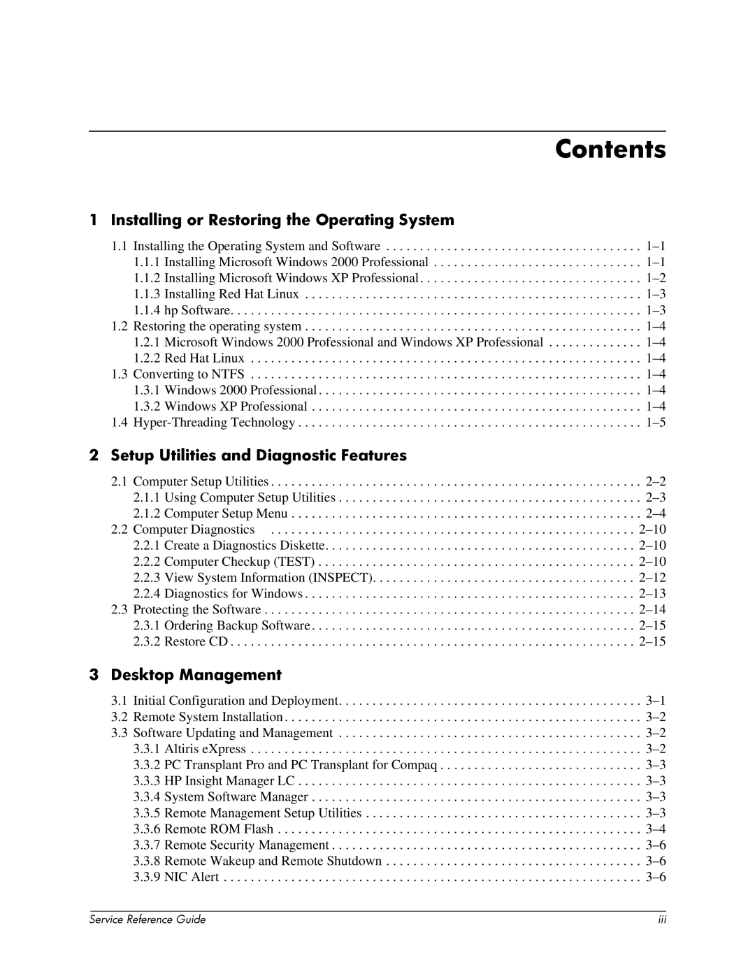 HP xw6000 manual Contents 