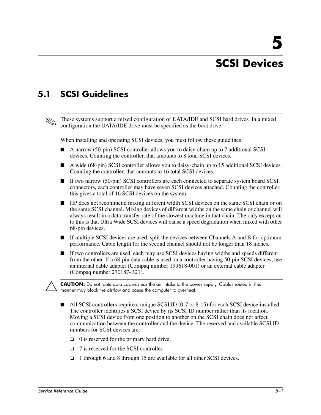 HP xw6000 manual Scsi Devices, Scsi Guidelines 