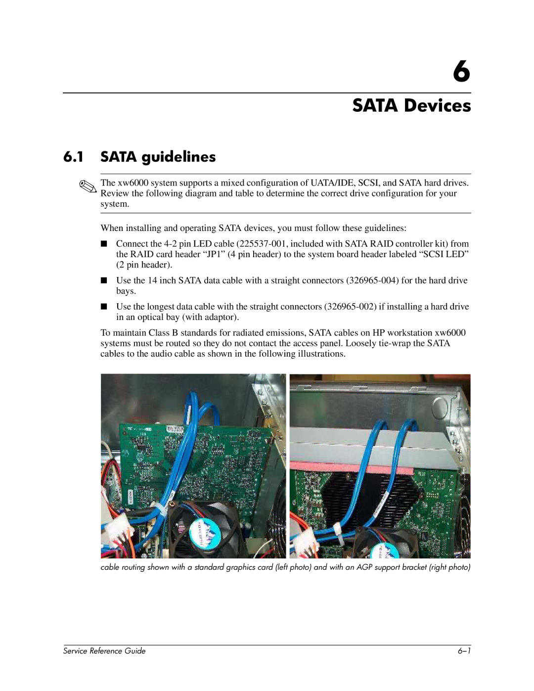 HP xw6000 manual Sata Devices, Sata guidelines 