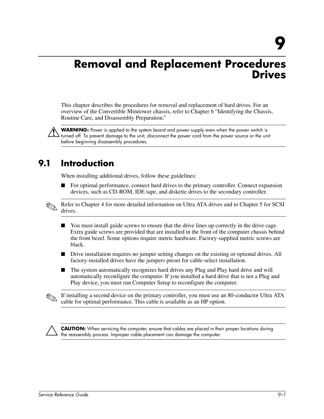 HP xw6000 manual Removal and Replacement Procedures Drives, Introduction 