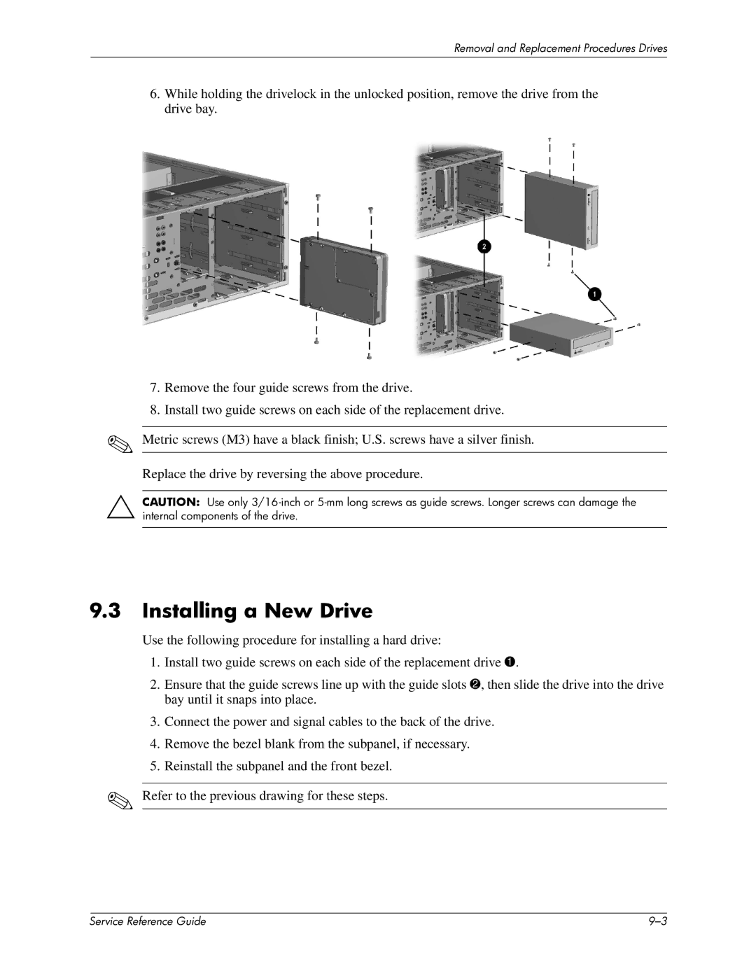 HP xw6000 manual Installing a New Drive 