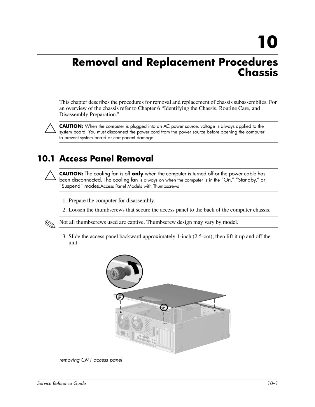 HP xw6000 manual Removal and Replacement Procedures Chassis, Access Panel Removal 