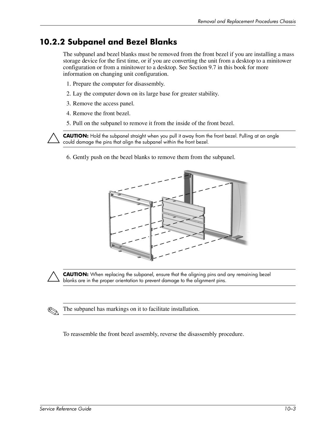 HP xw6000 manual Subpanel and Bezel Blanks 