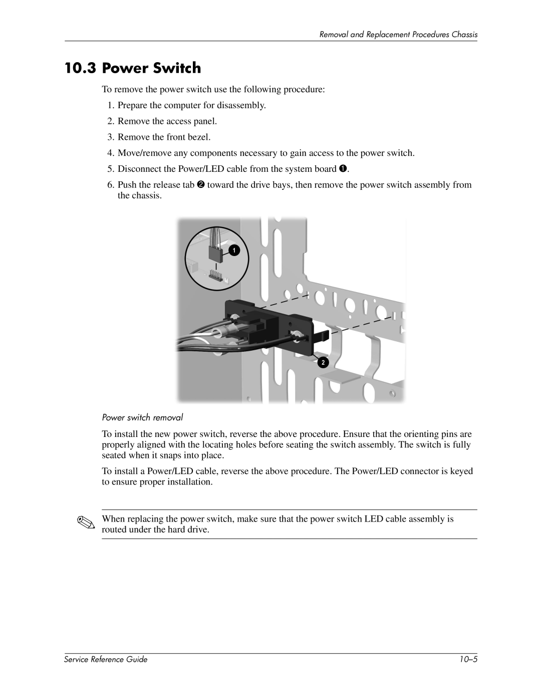 HP xw6000 manual Power Switch 