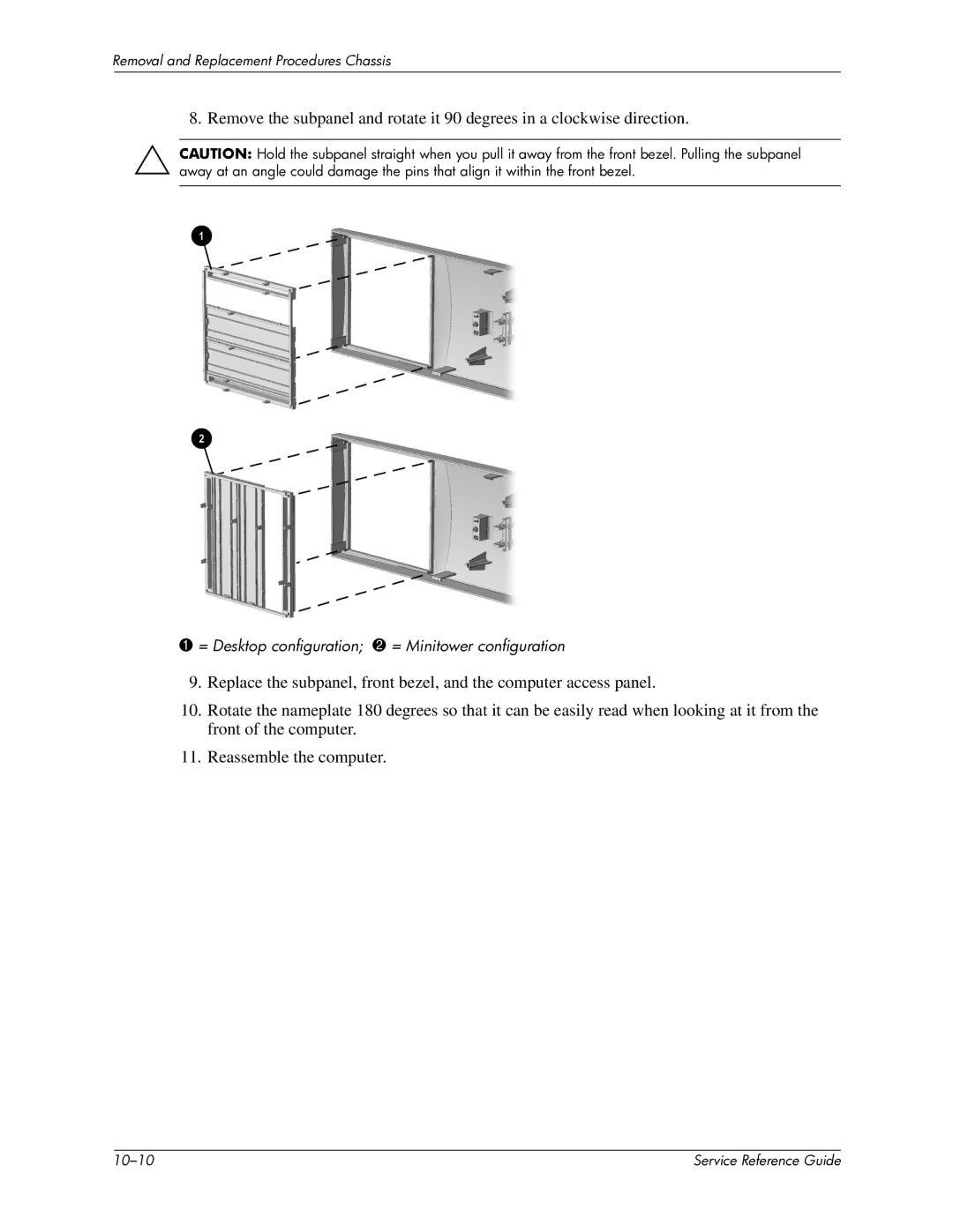 HP xw6000 manual = Desktop configuration 2 = Minitower configuration 