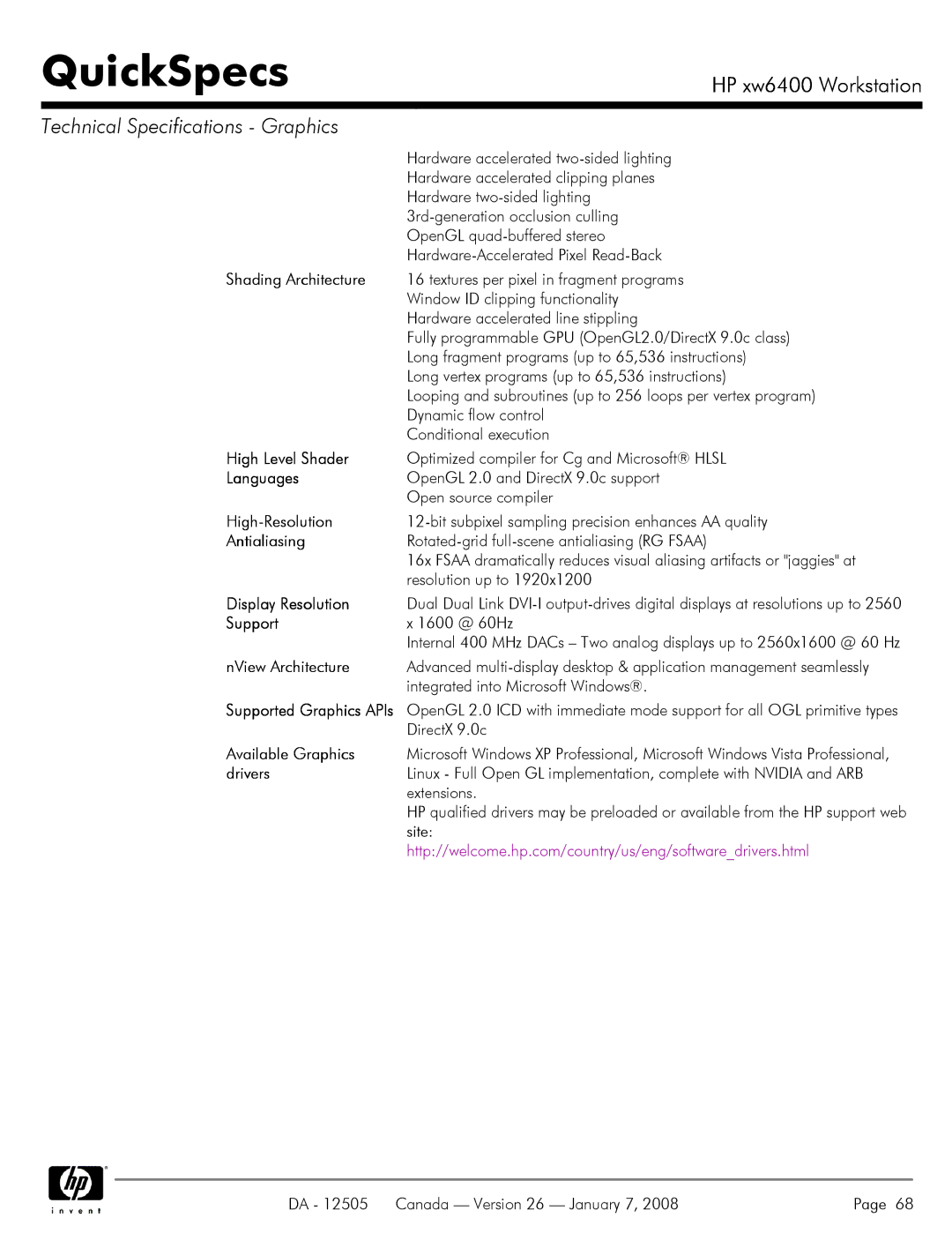 HP XW6400X manual High Level Shader, High-Resolution, Antialiasing, Display Resolution, NView Architecture 