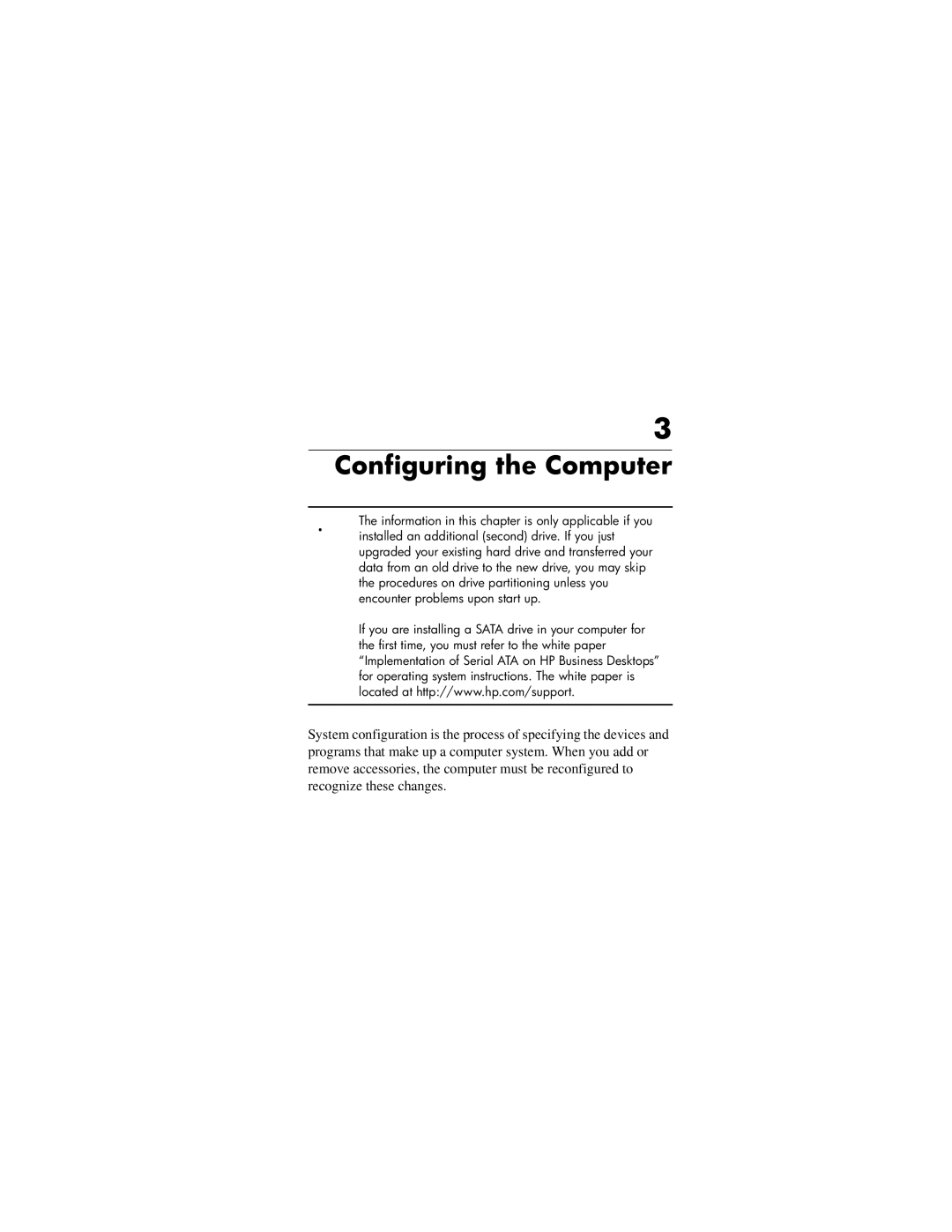 HP xw8200 manual Configuring the Computer 