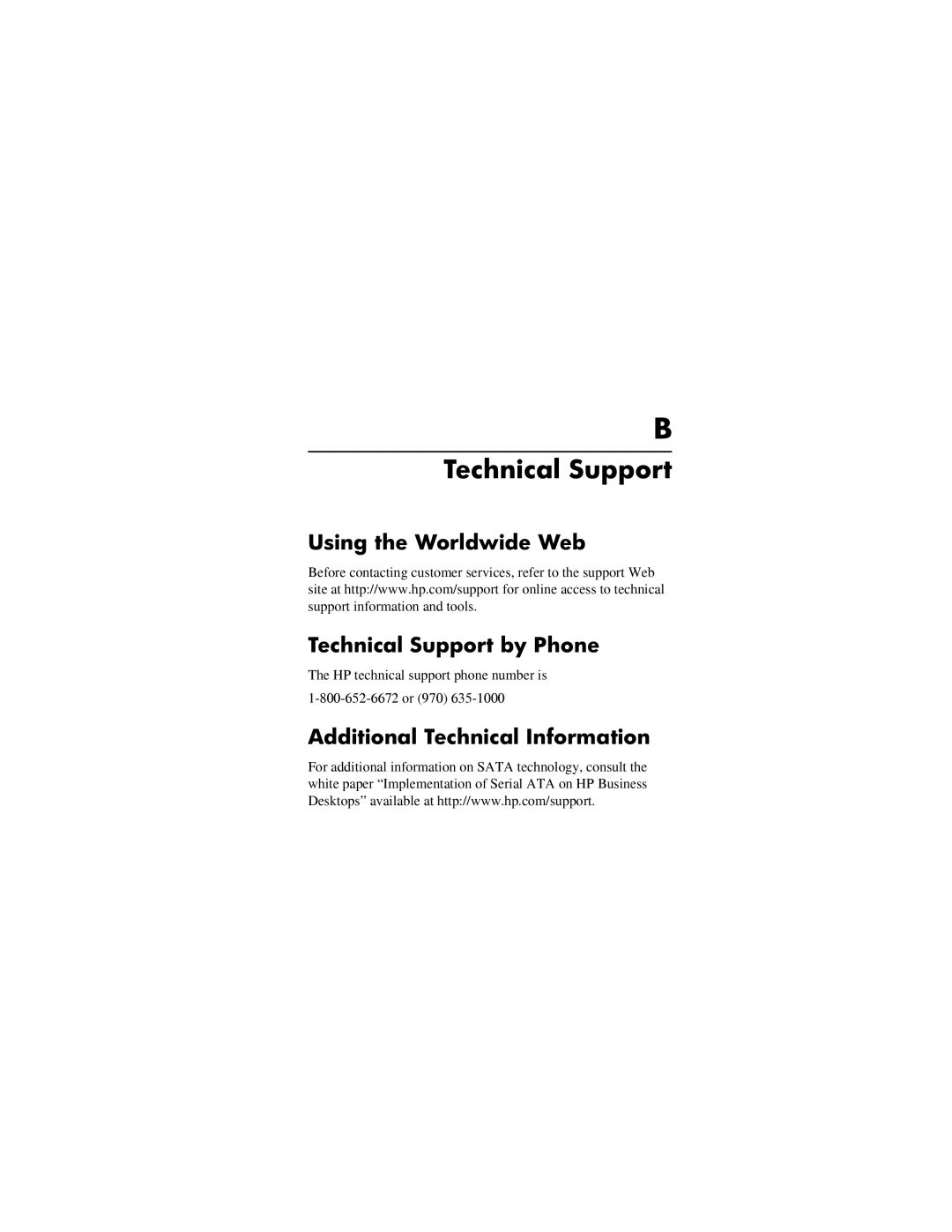 HP xw8200 manual Technical Support 