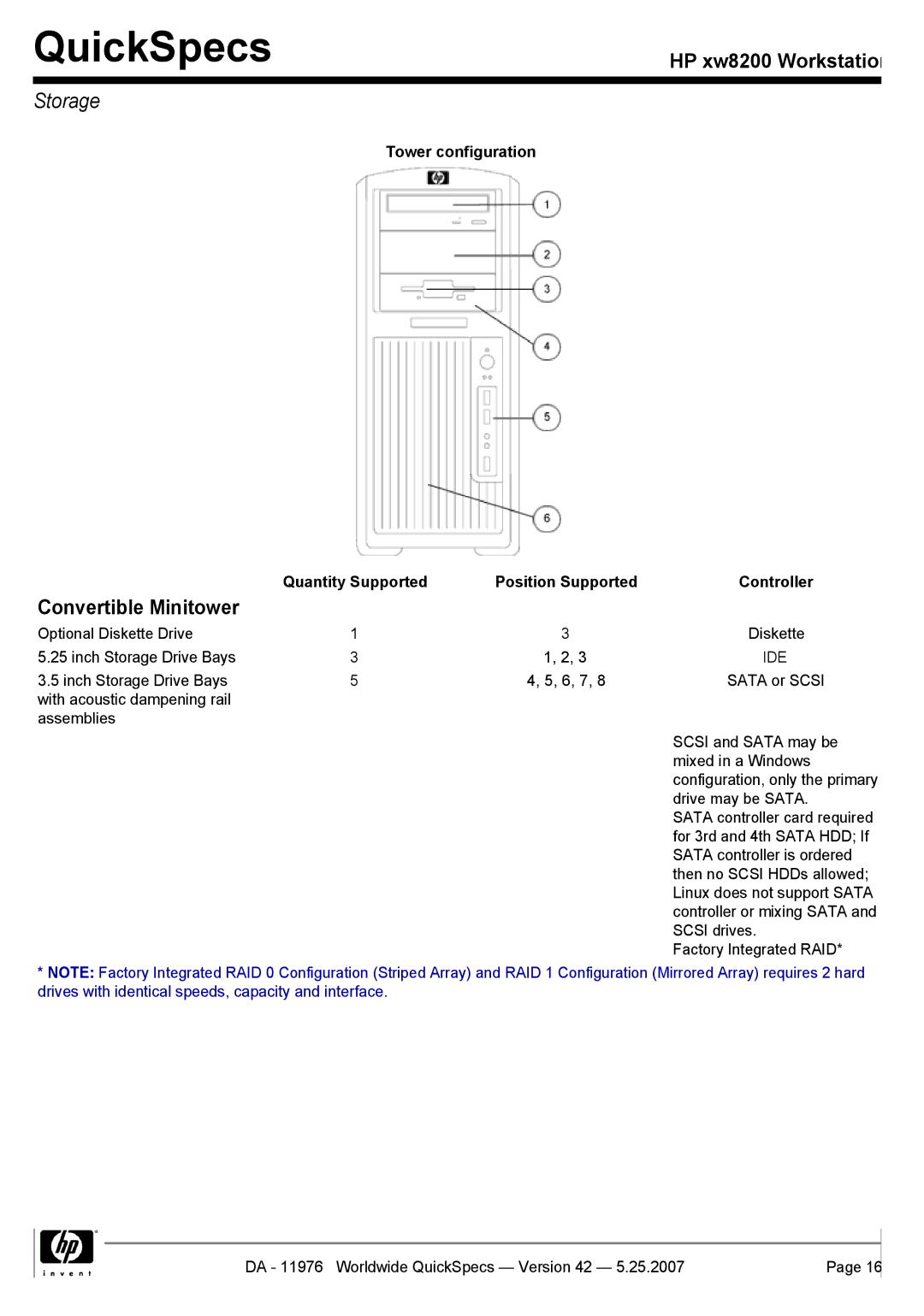 HP xw8200 manual Storage, Ide 